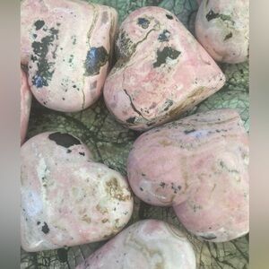 Beautiful Rhodonite hearts from Peru